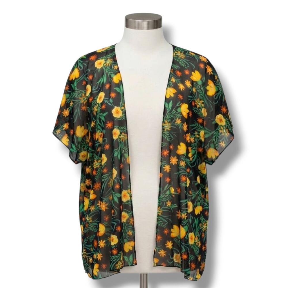 Shiela Rose Women’s Floral Semi-Sheer Open Front Cardigan Small Multicolor NWT